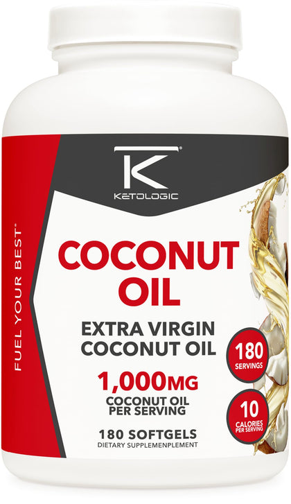 KetoLogic Coconut Oil (180 softgels) (1,000MG Coconut Oil per Serving)