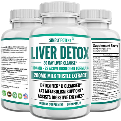 Liver Cleanse Detox & Repair Supplement, Artichoke Extract Liver Health Formula w 22 Herbs for Liver Support, Liver Detox Cleanse Pills - Milk Thistle Dandelion Turmeric Ginger Beet Zinc, 60 Capsules