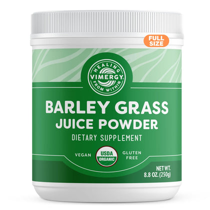 Vimergy Barley Grass Juice Powder - Clean Superfood Formula - Promotes Cardiovascular Health* - Organic, Vegan & Gluten-Free - Regular Size 250g