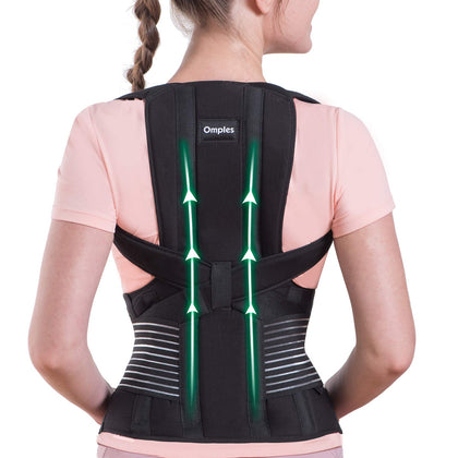 Omples Posture Corrector for Women and Men Thoracic Back Brace Straightener Shoulder Upright Support Trainer for Body Correction and Neck Pain Relief, X-Large (waist 42-47 inch)