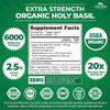 Zazzee USDA Organic Holy Basil 20:1 Extract, 6000 mg Strength, 2.5% Ursolic Acid, 120 Vegan Capsules, 4 Month Supply, Concentrated and Standardized 20X Tulsi Extract, 100% Certified Organic, Non-GMO