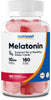 Nutricost Melatonin 10mg, 180 Gummies (90 Serv), Strawberry Flavored - Gluten Free, Non-GMO, No Corn Syrup