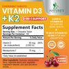 Vitamin D3 K2 as MK-7 with 2000iu of D3 & 75mcg K2, Vitamin K2 D3 Bone Strength Supplements Support Calcium Absorbtion for Teeth & Bone Health + Muscle & Immune Health Support - 180 Chewable Tablets