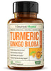 Turmeric Curcumin & Ginkgo Biloba Supplements with Bioperine Black Pepper - Vegan Joint Support Supplement with Organic Tumeric - Aids Brain Clarity, Focus, Memory, and Concentration. 60 Capsules