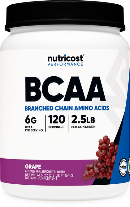 Nutricost BCAA Powder (Grape, 120 Servings) - Gluten Free, Non-GMO, Vegetarian, Optimal 2:1:1 Ratio