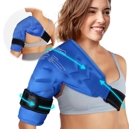 Atsuwell Shoulder Ice Pack Rotator Cuff Cold Therapy, Reusable Gel Ice Wrap for Shoulder Injuries & Pain Relief, Bursitis, Tendonitis, Swelling, Recovery for Man and Women Blue