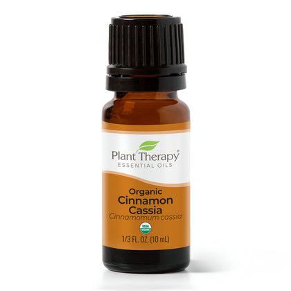 Plant Therapy USDA Certified Organic Cinnamon Cassia Essential Oil 10 mL (1/3 oz) 100% Pure, Undiluted, Therapeutic Grade