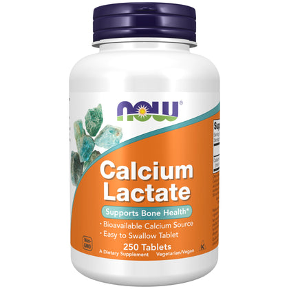 NOW Supplements, Calcium Lactate, Supports Bone Health, Easy to Swallow Tablet, 250 Tablets