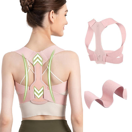 Updated Posture Corrector for Men and Women,Adjustable Upper Back Brace for Clavicle Support and Providing Neck Shoulder Upright Straightener Comfortable (Pink) (S 25-30 Inch)