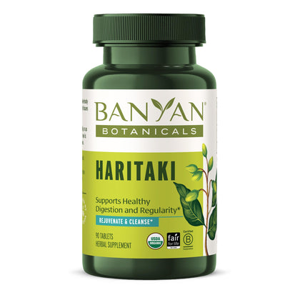 Banyan Botanicals Haritaki Tablets - Certified Organic Terminalia Chebula - Supports Detoxification & Rejuvenation* - 90 Tablets - Non-GMO Sustainably Sourced Certified Fair for Life Fair Trade