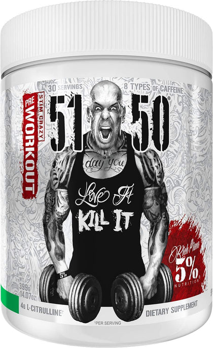 5% Nutrition Rich Piana 5150 High Stim Pre-Workout Powder | Extreme Energy, Focus, Pumps & Endurance | 400 mg Caffeine, Citrulline, Beta Alanine, N-Acetyl L-Tyrosine | 30 Srvgs (Green Apple)