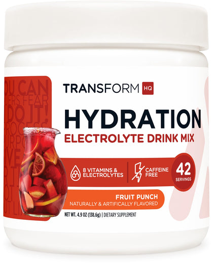 TransformHQ Hydration 42 Servings (Fruit Punch) - Electrolytes, Vitamins