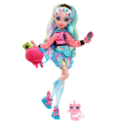 Monster High Doll, Lagoona Blue with Colorful Streaked Hair in Signature Look with Fashion Accessories & Pet Piranha Neptuna