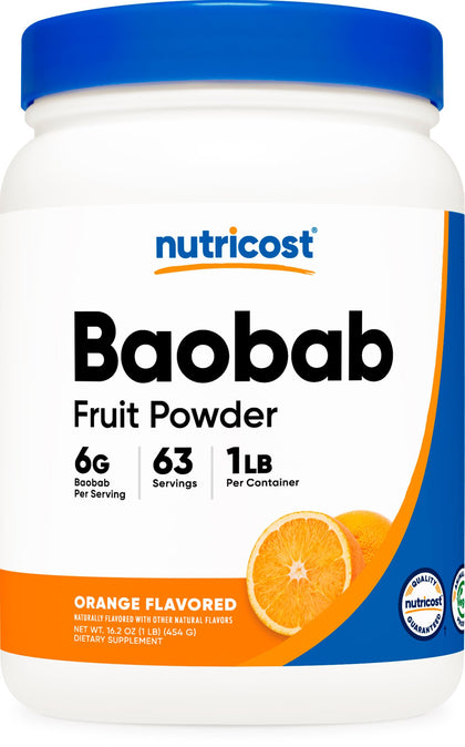 Nutricost Baobab Fruit Powder (1 LB, Orange Flavored) - Vegan, Non-GMO, Gluten Free