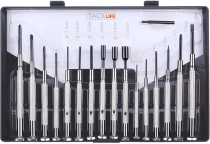 Precision Screwdriver Set, 16 Piece Tacklife Flat Head Plus Hex Socket Case, HPSD1A for Precision Repair or Maintenance