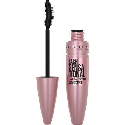 Maybelline Lash Sensational Waterproof Mascara, Lengthening and Volumizing for a Full Fan Effect, Brownish Black, 1 Count