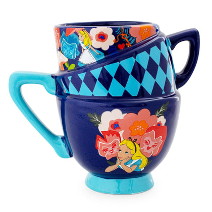 Silver Buffalo Disney Alice in Wonderland Stacked Teacups Sculpted Ceramic Mug | Large Coffee Cup For Espresso, Caffeine, Home & Kitchen | Mad Hatter Gifts | Holds 20 Ounces