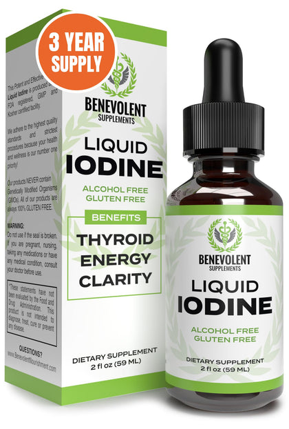 Liquid Iodine Potassium Drops - 1300 Servings | Large 2oz Bottle | Great Taste | 2X Absorption | Just One (1) Drop a Day for Fast Support - Potassium Iodide - Alcohol and Gluten Free