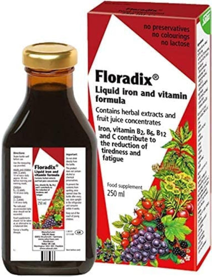 Floradix Floravital Liquid Iron and Vitamin Formula 8.5 fl.oz. - 250 ml. - Made in Germany (2 Pack)