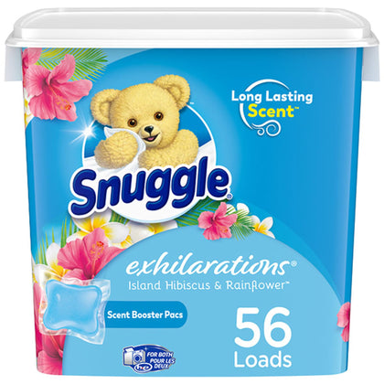 Snuggle Exhilarations in Wash Laundry Scent Booster Pacs, Island Hibiscus and Rainflower, 56 Count