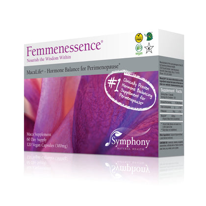 Femmenessence MacaLife - Clinically Proven for Perimenopause, Womens Natural Hormone Balance Supplements, Relief of Hot Flashes, Night Sweats, Mood Swings, Dryness, 120 Maca Capsules, 60-Day Supply