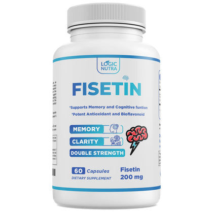 Logic Nutra Fisetin Double Strength - 200 mg - 60 Capsules - Potent Antioxidant Supplement for Wellness Support