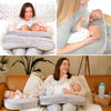 TwinGo Nurse & Lounge Pillow (Grey) - Breastfeeding Pillow for Twins or Two Lounge Pillows || 8 uses || XS to Plus Size Woman || Preemie 0-12+ mo Babies