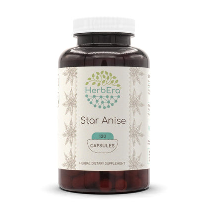 HerbEra Star Anise 120 Capsules, 500 mg, Star Anise (Illicium verum) Dried Seed (120 Capsules)