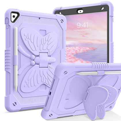 YINLAI for iPad 9th 8th 7th Generation Case,iPad 10.2 Inch 9 8 7 Gen 2021/2020/2019 Case,iPad air 3 Case with Pencil Holder Butterfly Kickstand Kid Girl Shockproof Protective Cover, Lavender Purple