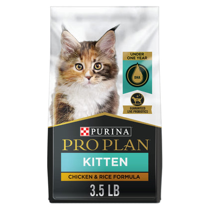 Purina Pro Plan With Probiotics, High Protein Dry Kitten Food, Chicken & Rice Formula - 3.5 lb. Bag