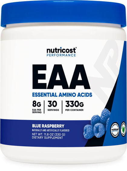 Nutricost EAA Powder 30 Servings (Blue Raspberry) - Essential Amino Acids - Non-GMO, Gluten Free, Vegetarian Friendly