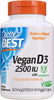 Doctor's Best Vitamin D3 2500IU with Vitashine D3, Non-GMO, Vegan, Gluten & Soy Free, Regulates Immune Function, Supports Healthy Bones, 60 Count (Expiry 11/31/2025)