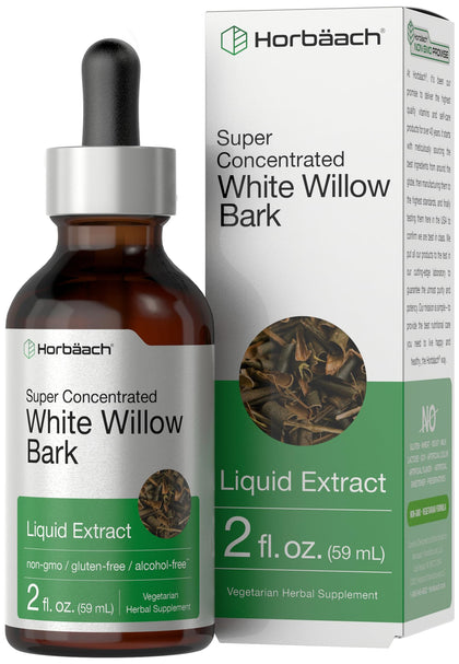 Horbäach White Willow Bark Extract | 2 fl oz | Alcohol Free Liquid Tincture | Super Concentrated | Vegetarian, Non-GMO, Gluten Free