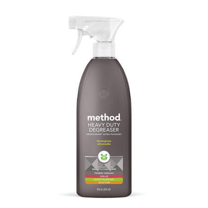 Method Heavy Duty Degreaser, Lemongrass Scent, Oven Cleaner & Stove Top Cleaner, 28 Oz Spray Bottle (Pack of 1),(Packaging may vary)