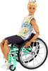 Barbie Ken Fashionistas Doll #167 with Wheelchair and Ramp Wearing Tie-Dye Shirt, Black Shorts and Accessories