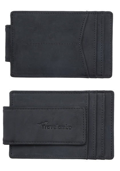 travelambo money clip front pocket wallet slim minimalist wallet rfid blocking (black classic)