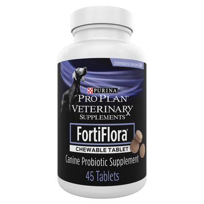 Purina Pro Plan Veterinary Supplements FortiFlora Chewable Dog Probiotic Supplement Tablets - 45 ct. Canister