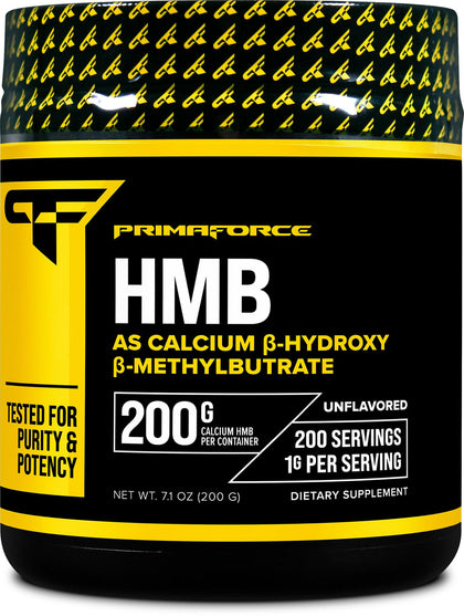 Primaforce HMB Supplement Powder (200g) (Unflavored) - Pure Calcium Beta-Hydroxy Beta-Methylbutrate