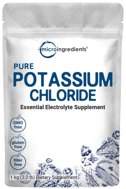 Potassium Chloride Powder, 1 KG (35 Ounce) | Salt Substitute & Essential Hydration Electrolyte Supplement | Supports Mineral Balance, Heart, Joint, and Immune Health | Filler Free, Dissolves Easily