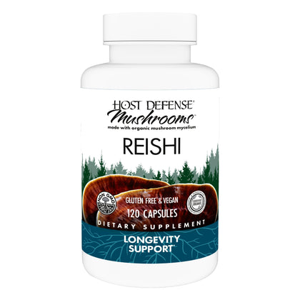 Host Defense Reishi Capsules - Heart & Immune Health Support Supplement - Mushroom Supplement to Support Energy & Vitality - Reishi Supplement to Aid Overall Well-Being - 120 Capsules (60 Servings)*