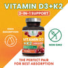 Vitamin D3 K2 as MK-7 with 2000iu of D3 & 75mcg K2, Vitamin K2 D3 Bone Strength Supplements Support Calcium Absorbtion for Teeth & Bone Health + Muscle & Immune Health Support - 180 Chewable Tablets