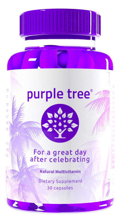 purple tree Post-Celebration Wellness Vitamins | Liver Support, Rapid Hydration, Body Replenisher | Dihydromyricetin DHM, Milk Thistle, Electrolytes, Vitamin B, Willow Bark, Quercetin (30 Pills)