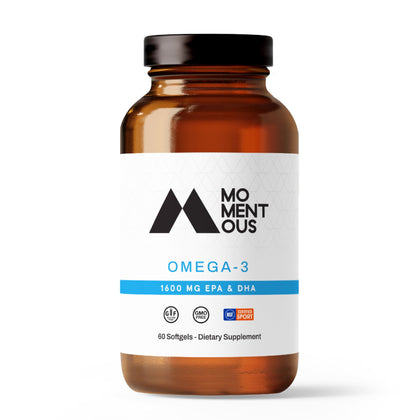 Momentous Omega 3 Fish Oil 1600mg - Daily Fish Oil Omega 3 Supplement for Women and Men with EPA & DHA - Supports Joint Health - NSF Certified for Sport (30 Servings)