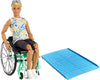 Barbie Ken Fashionistas Doll #167 with Wheelchair and Ramp Wearing Tie-Dye Shirt, Black Shorts and Accessories