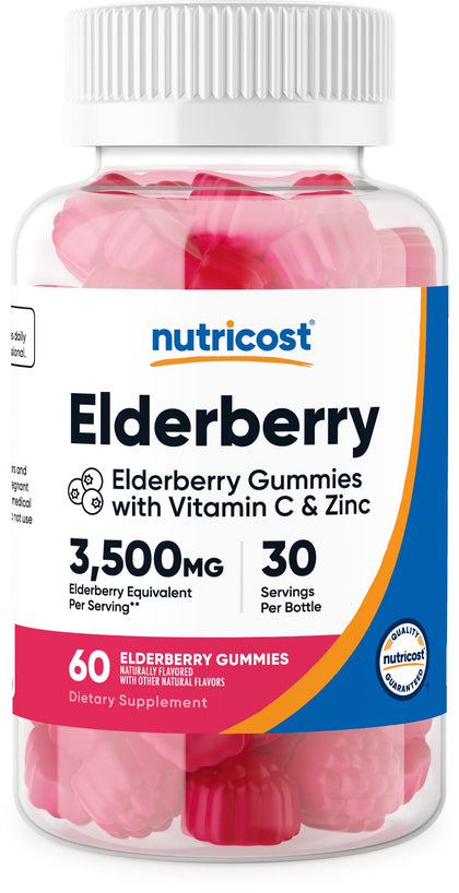 Nutricost Elderberry Gummies 100mg with Zinc & Vitamin C 60 Gummies, 30 Servings - Gluten Free, No Corn Syrup