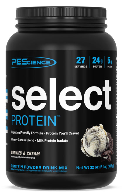 PEScience Select Protein, Cookies and Cream, 27 Serving, Premium Whey and Casein Blend