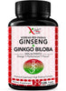 Korean Red Panax Ginseng 1200mg + Ginkgo Biloba -120 Vegan Capsules - High Ginsenosides Extra Strength Root Extract Powder Supplement for Energy, Performance & Focus Pills for Men & Women