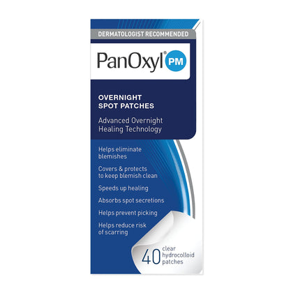 PanOxyl PM Overnight Spot Patches, Advanced Hydrocolloid Healing Technology, Fragrance Free, 40 Count