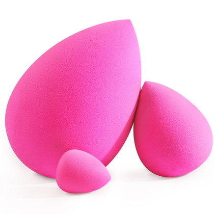 BEAKEY Trio Set: Large, Mini & Standard Makeup Sponges, Beauty Sponges Blender, Cruelty-free & Latex Free, Bouncy and Soft, for Powder, Cream and Liquid Blending, Rose Pink