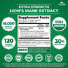 Zazzee USDA Organic Lion's Mane 20:1 Extract, 16,000 mg Strength, 30% Polysaccharides, 120 Vegan Capsules, 60 Day Supply, Standardized and Concentrated 20X Extract, All-Natural and Non-GMO